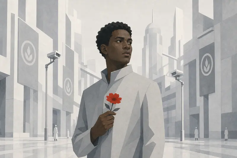 Cover illustration for The Last Red Flower, A0 Spanish story