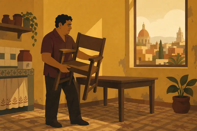 Cover illustration for The Chair with Good Arms, A0 Spanish story
