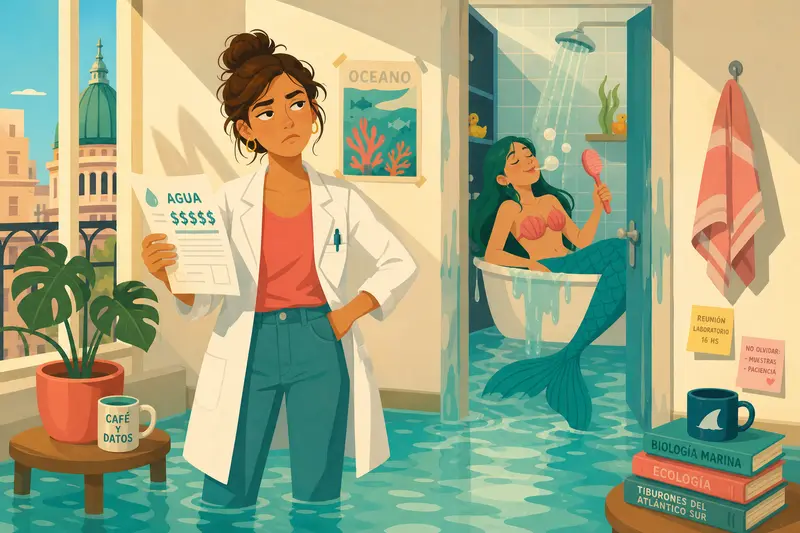 Cover illustration for The Water Bill and the Mermaid, B2 Spanish story
