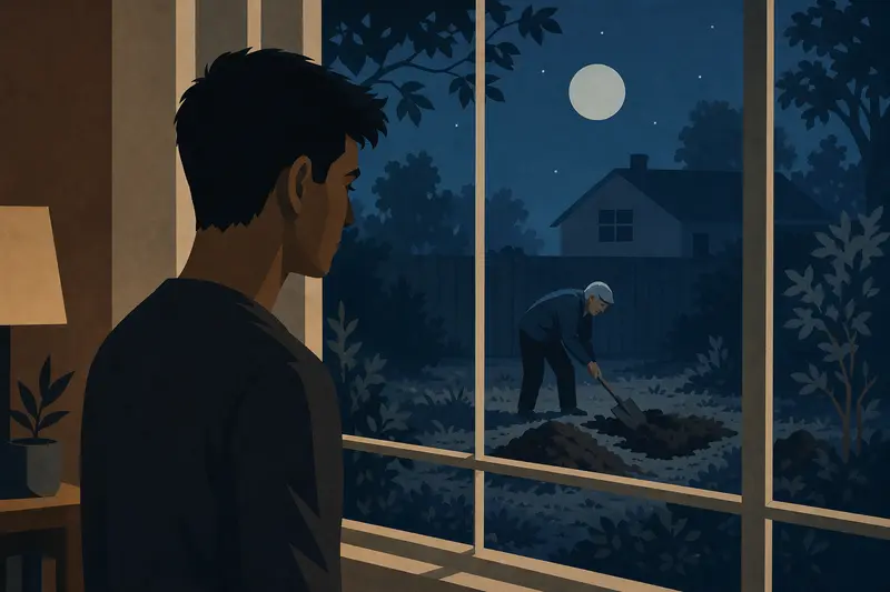 Cover illustration for What the Neighbor Buries, A1 Spanish story