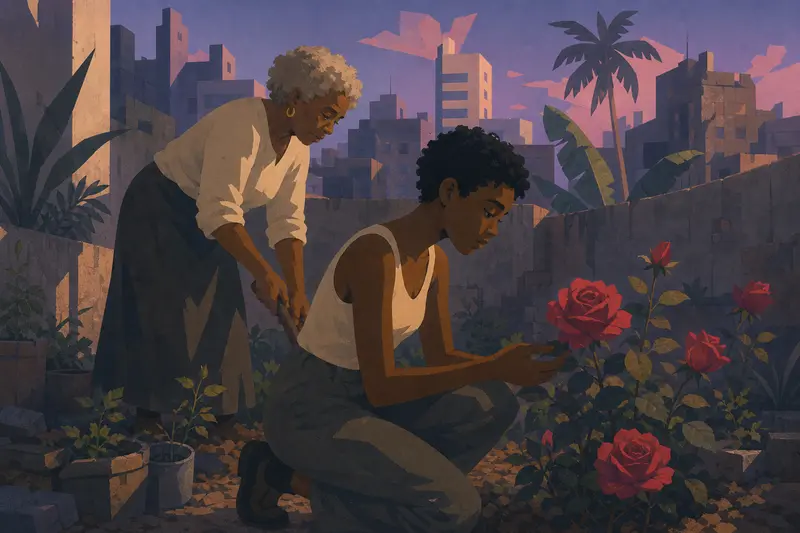 Cover illustration for The Garden of Words, A1 Spanish story