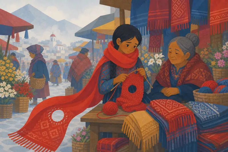 Cover illustration for The Scarf with the Big Hole, A0 Spanish story