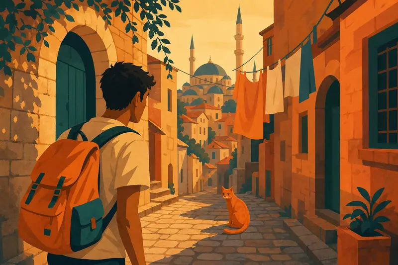 Cover illustration for The Orange Guide of Istanbul, A2 Spanish story