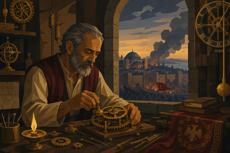 Cover illustration for The Clockmaker of Constantinople, B2 Spanish story