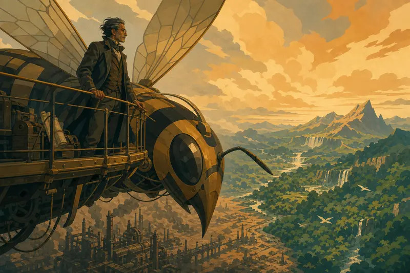 Cover illustration for The Gearless Land, C2 Spanish story