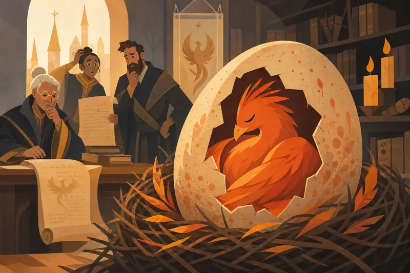 Cover illustration for The Phoenix Who Preferred the Shell, B2 Spanish story
