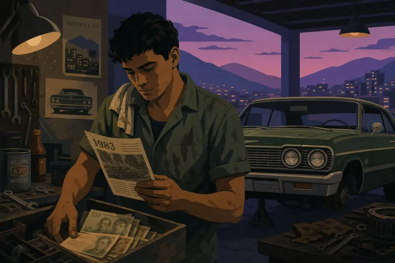 Cover illustration for The Green Impala, B1 Spanish story