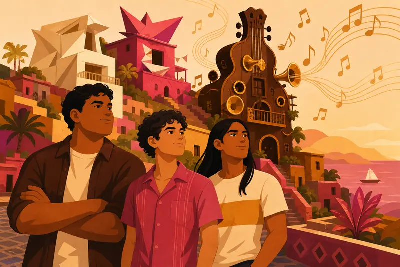 Cover illustration for The House That Played Music, A1 Spanish story
