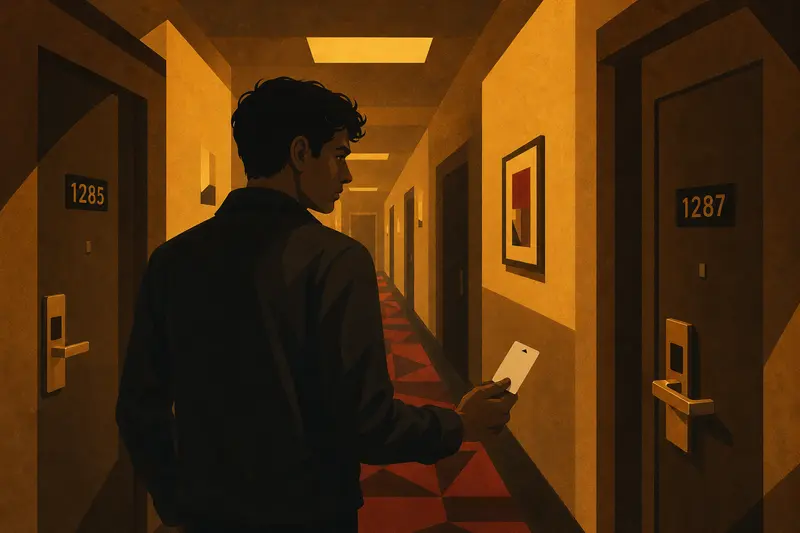 Cover illustration for The Wrong Door, A2 Spanish story
