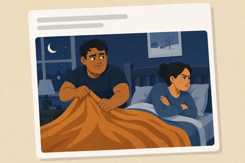 Cover illustration for AITJ for taking the blanket from my wife?, A0 Spanish story