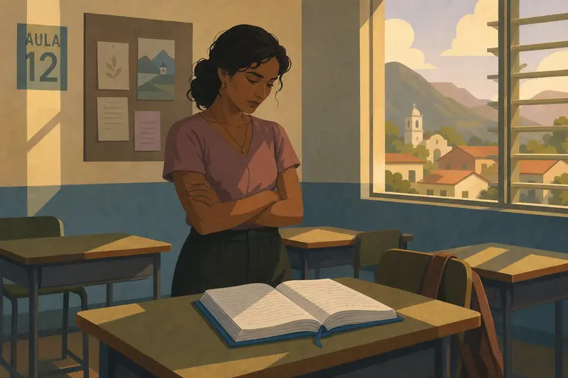 Cover illustration for The Notebook on Desk Seven, B1 Spanish story