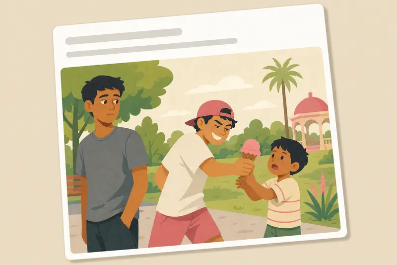 Cover illustration for AITJ for not stopping my friend from snatching a little kid's ice cream?, A0 Spanish story