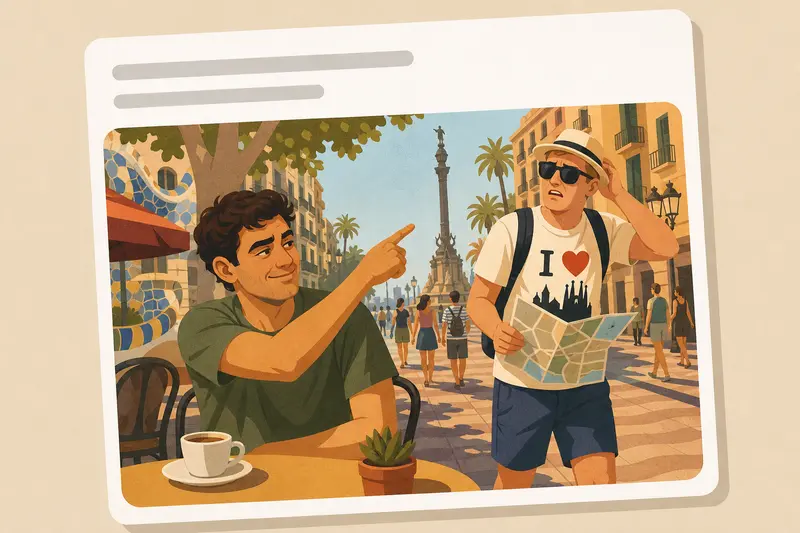 Cover illustration for AITJ for giving a rude tourist wrong directions?, B1 Spanish story