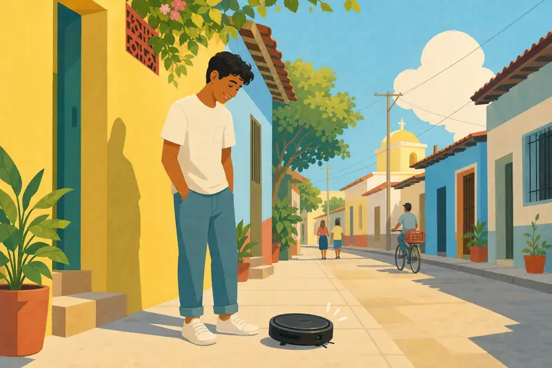 Cover illustration for The Robot That Wanted the Street, A1 Spanish story