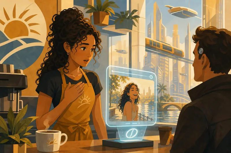Cover illustration for The Eight O'Clock Customer, A2 Spanish story