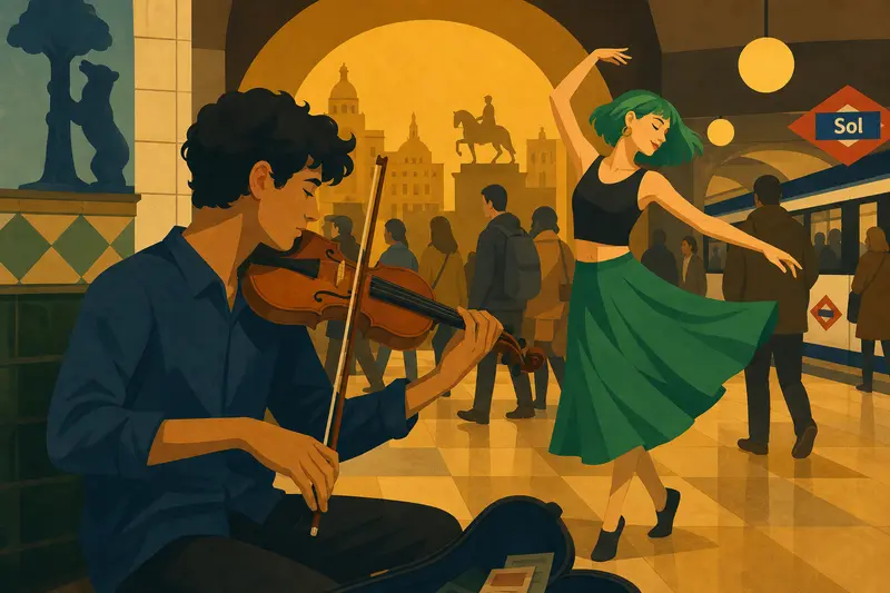 Cover illustration for The Green-Haired Dancer, A2 Spanish story