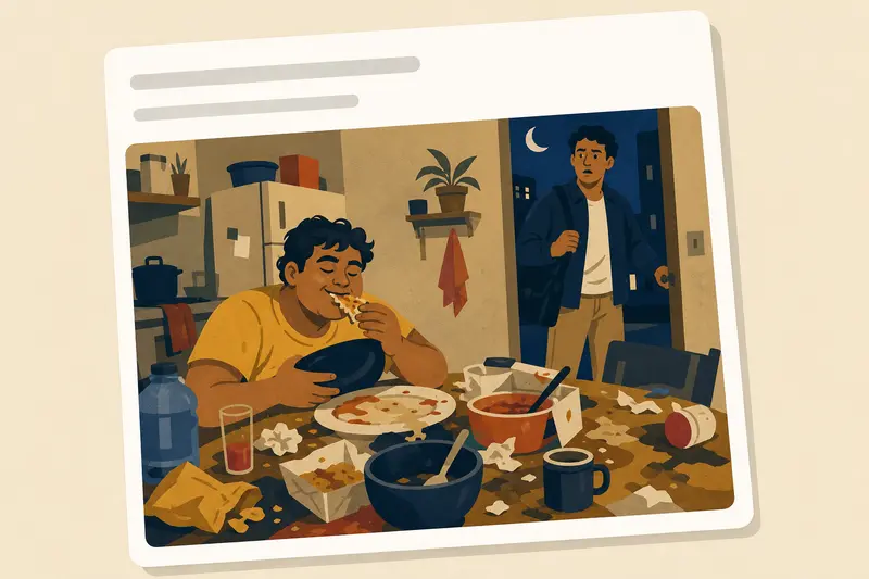 Cover illustration for AITJ for going to bed and leaving a huge mess for my roommate?, A0 Spanish story