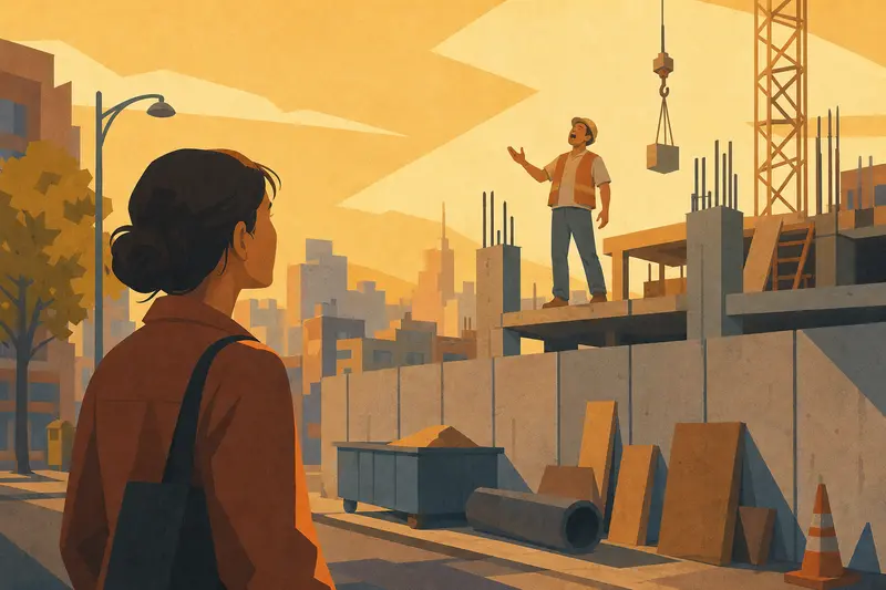 Cover illustration for The Voice Above the Street, A2 Spanish story