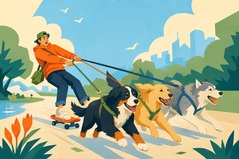 Cover illustration for Pulled by Paws, A2 Spanish story