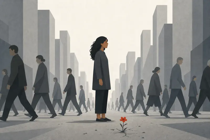 Cover illustration for The Woman Who Stopped Walking, A0 Spanish story