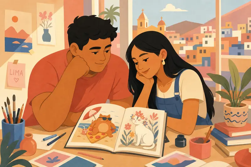Cover illustration for The Fat Cat and the Flower Cat, A2 Spanish story