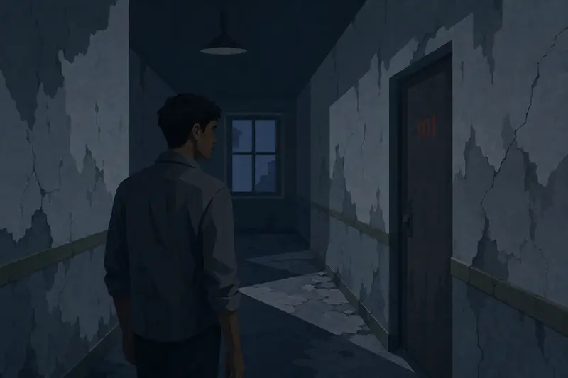 Cover illustration for Four Grey Walls, A1 Spanish story