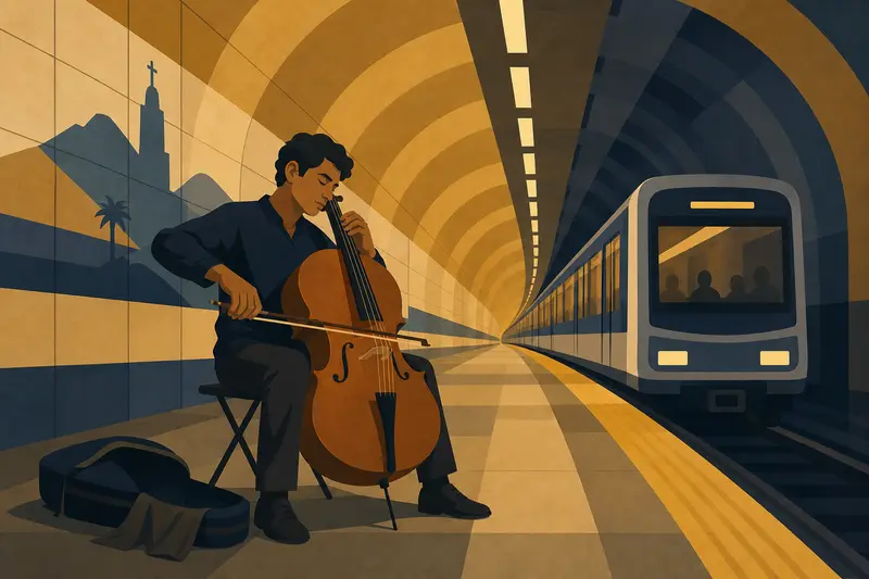 Cover illustration for The Rush Hour Symphony, C1 Spanish story