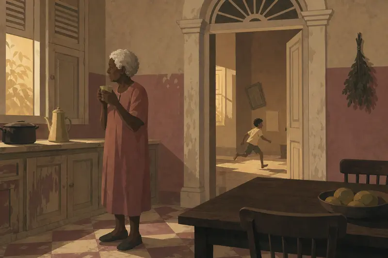 Cover illustration for The Boy in the Old House, A0 Spanish story