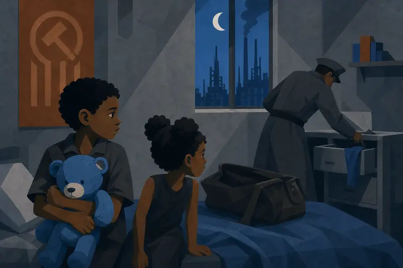 Cover illustration for The Blue Thread, A0 Spanish story