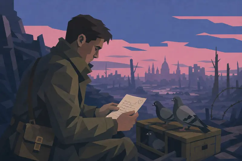 Cover illustration for The Pigeons of No Man's Land, C1 Spanish story