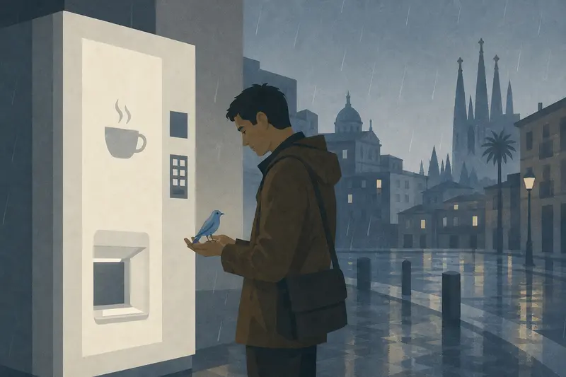 Cover illustration for The Cold Bird, A0 Spanish story
