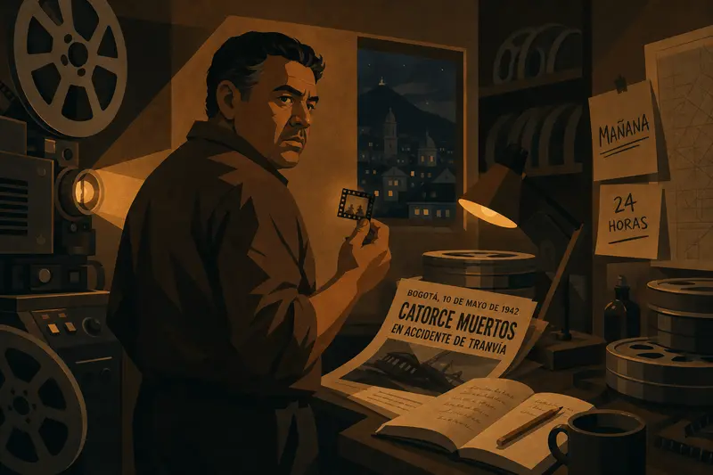 Cover illustration for The Twenty-Fourth Frame, B2 Spanish story