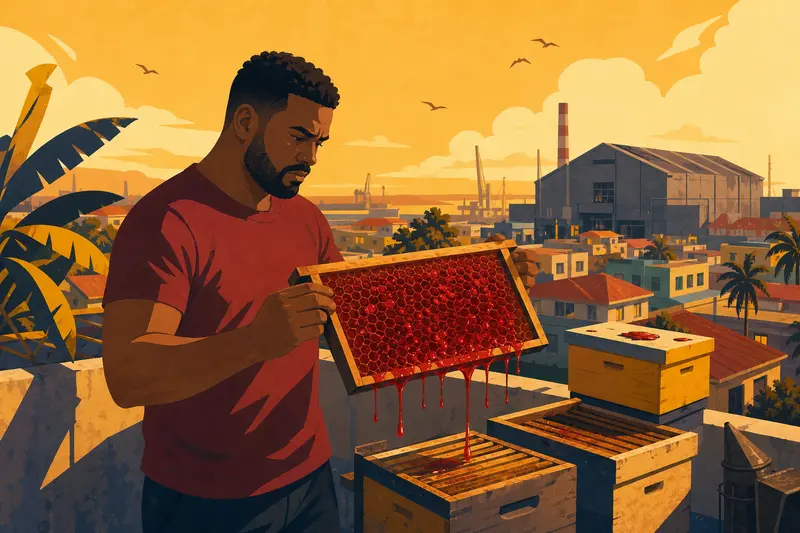 Cover illustration for The Crimson Hive, C1 Spanish story