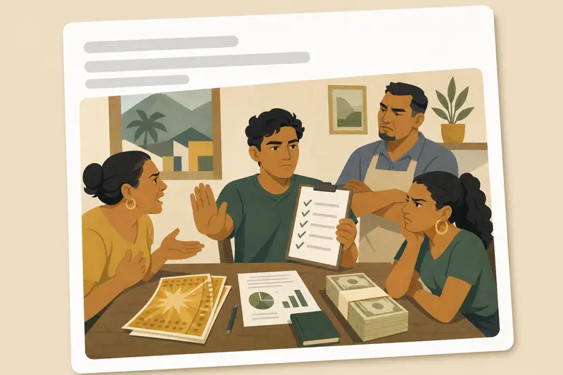 Cover illustration for AITJ for requiring my family to pass a financial literacy exam before accessing my lottery winnings?, C1 Spanish story