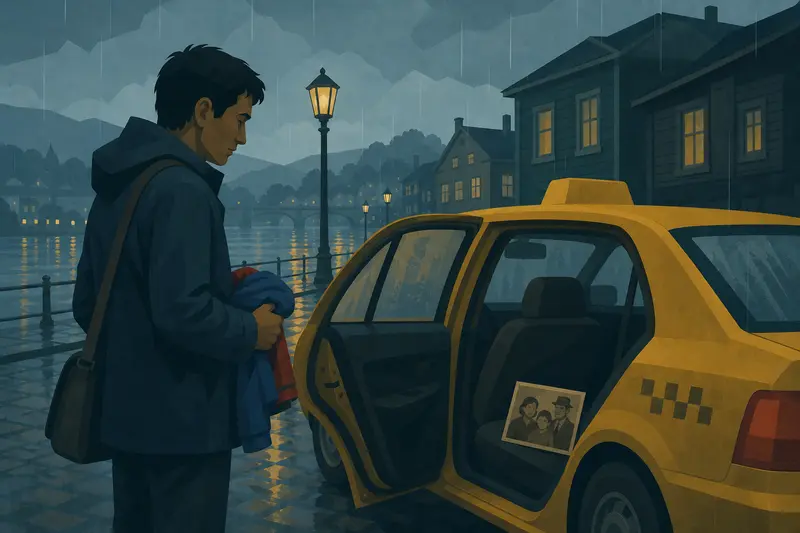 Cover illustration for The Photograph by the River, A0 Spanish story