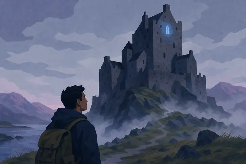 Cover illustration for The Guide Has Blue Eyes, A1 Spanish story