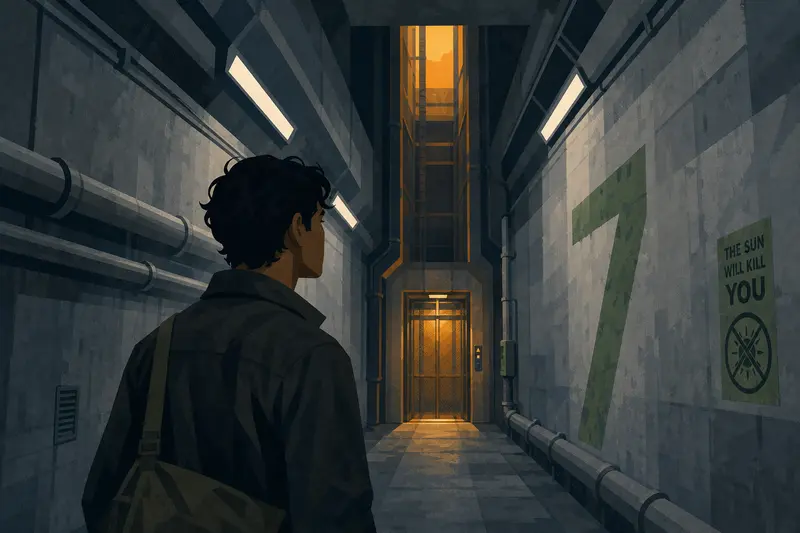 Cover illustration for The Elevator in Tunnel 7, A2 Spanish story
