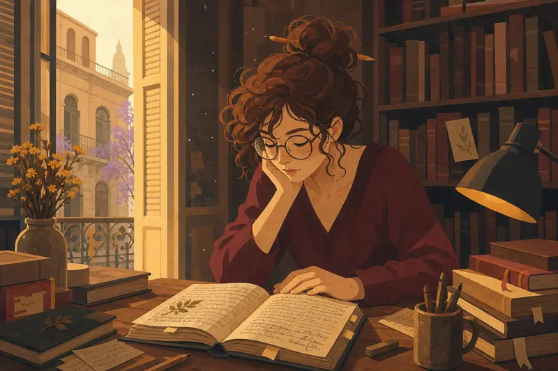 Cover illustration for The Insomniac's Pencil, B2 Spanish story