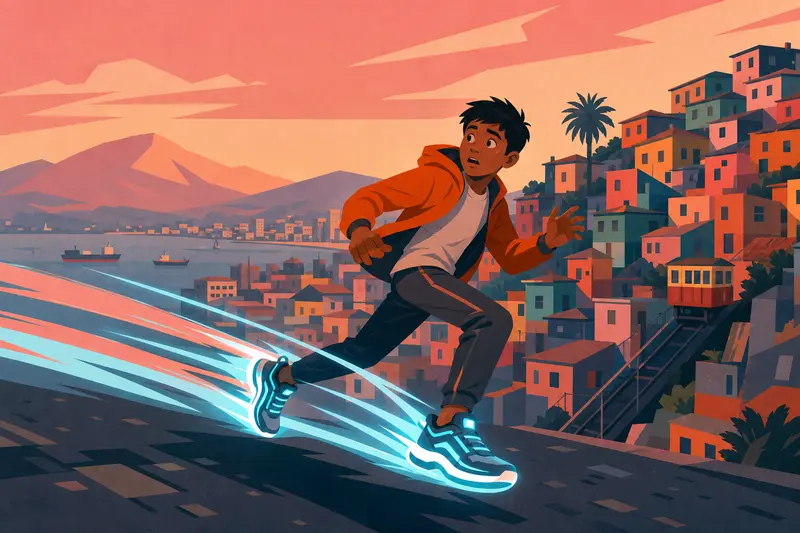 Cover illustration for The Shoes That Wouldn't Stop, A2 Spanish story