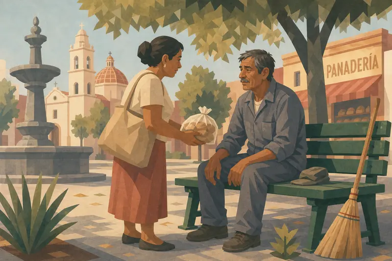 Cover illustration for Bread for Four, A0 Spanish story