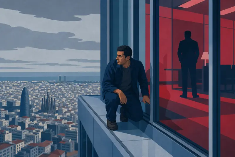Cover illustration for The Red Carpet on Floor Fifty, A1 Spanish story