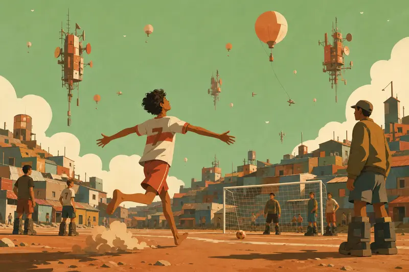 Cover illustration for A Goal in the Green Sky, A1 Spanish story
