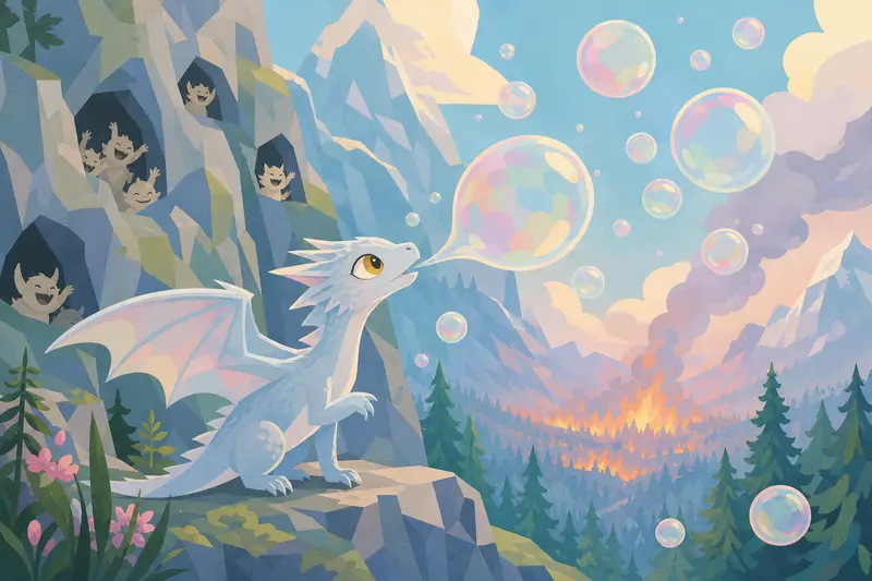 Cover illustration for The Bubble Dragon, B1 Spanish story