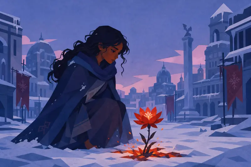 Cover illustration for The Flower That Burned Through Winter, B1 Spanish story