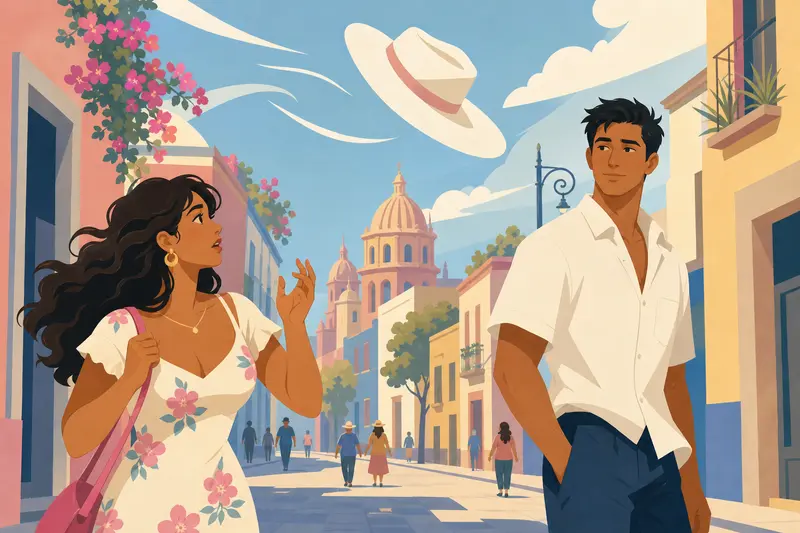 Cover illustration for The White Hat on the Wind, A0 Spanish story