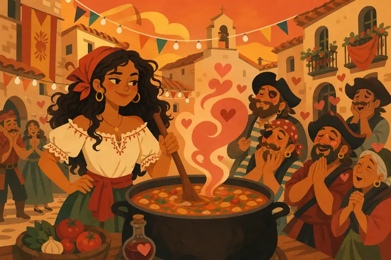 Cover illustration for The Beard Soup, A2 Spanish story