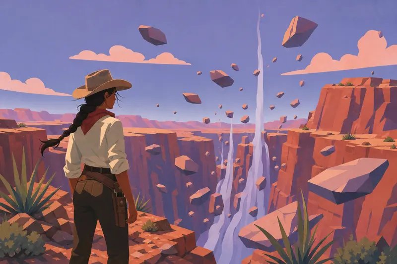Cover illustration for The Canyon Where Stones Float, B1 Spanish story