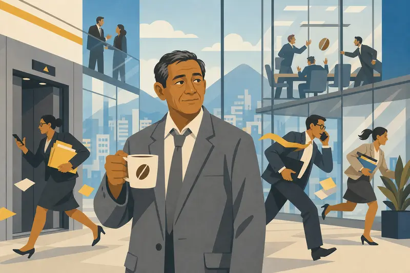 Cover illustration for The Man in the Gray Suit, B1 Spanish story