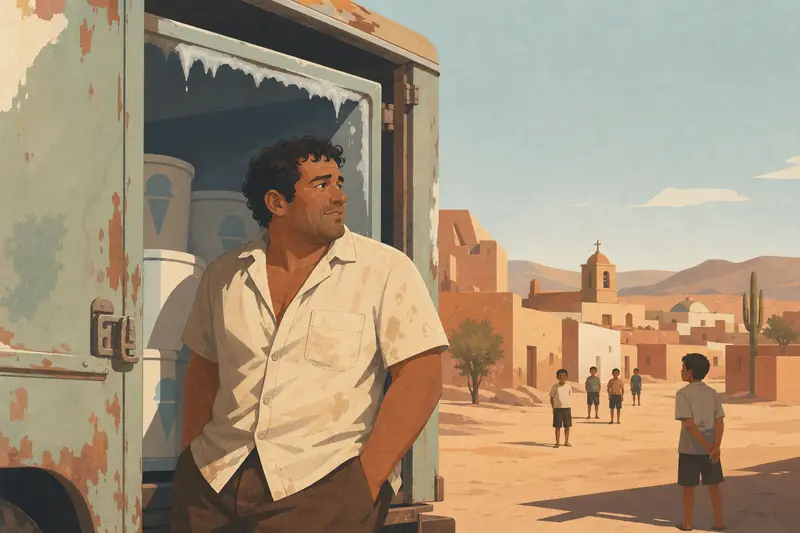 Cover illustration for The Ice Man of Piedra Sola, B1 Spanish story