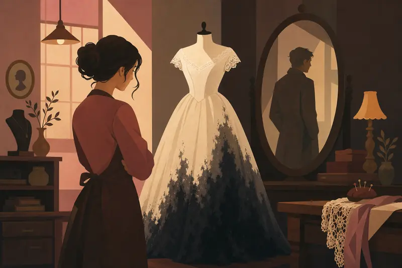 Cover illustration for The Dress That Knew the Truth, B2 Spanish story